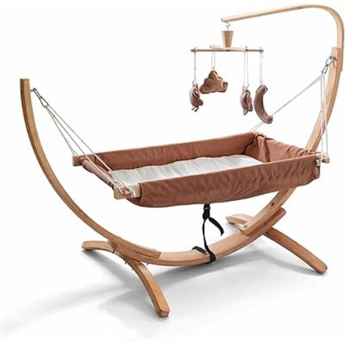 Kids Hammock Bed for Children Ages 3 to 5 Years, 15 to 36 kg Capacity, Comfortable Fabric with Wooden Frame, Large Size 25.98" × 59.06", Portable and Easy to Assemble for Indoor and Outdoor Use (Grey)