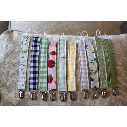 Pacifier Clip - Hand Sewn Fabric – (2 Pack)
