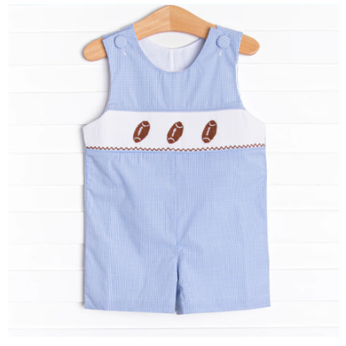 Fall Football Smocked Jon Jon, Blue – Stitchy Fish