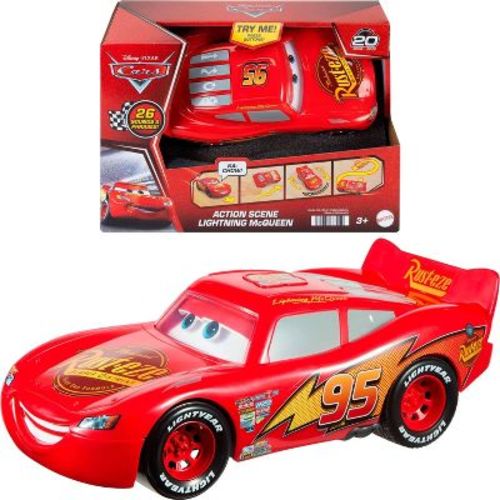 Disney and Pixar Cars Action Scene Lightning McQueen, Battery-Powered Toy Vehicle with Sound Effects