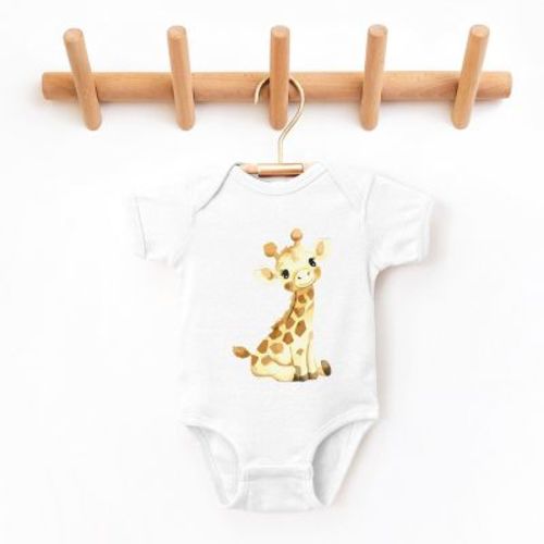 Watercolor Giraffe - Baby Short Sleeve Bodysuit