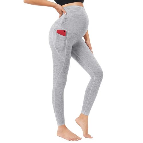 Ewedoos Maternity Leggings Shirred Side Pregnancy Leggings for Women Buttery Soft Maternity Yoga Pants with Pockets