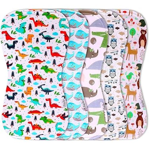 5-Pack Organic Cotton Burp Cloths – Large, Ultra-Soft 3-Layer Towels for Burping, Shoulder & Hand Use, Highly Absorbent