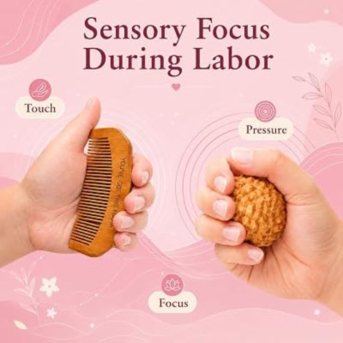Birth Comb & Acupressure Massage Ball Set, Labor and Delivery Essentials