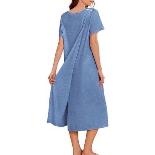 Deyeek Hospital Gowns for Women Labor Delivery Shoulder Surgery Dress Adaptive Clothing Night Robes for Elderly Plus Size