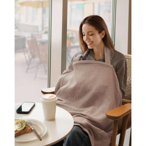 Amazon.com : Blissful Diary Muslin Nursing Cover for Breastfeeding, Breathable Breastfeeding Cover up with Arch Neckline for Women, Nursing Apron (Roman Green) : Baby