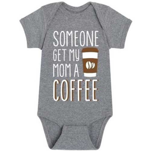 Boys' Instant Message Someone Get My Mom A Coffee Baby Graphic One Piece - Athletic Heather - newborn