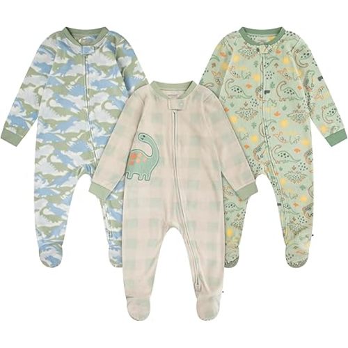 HUGGIES unisex-baby 3-pack Footed Fleece Coverall Pajamas