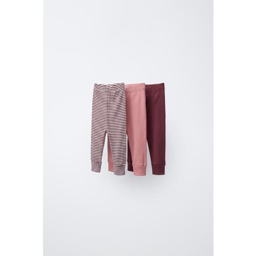 3-PACK OF ADJUSTABLE LENGTH STRIPED LEGGINGS - Dusty pink | ZARA United States