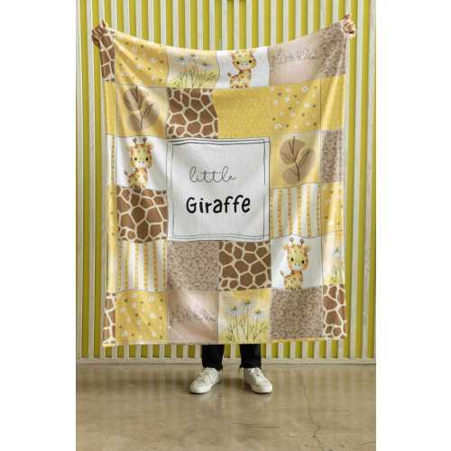 Little Giraffe Throw Blanket, Personalized Giraffe Baby Blanket, Safari Nursery Blanket, Giraffe Baby Shower Gift, Neutral Baby Blanket