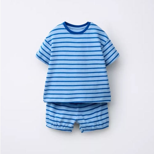 STRIPED T-SHIRT AND BLOOMER SET - Light blue | ZARA United States