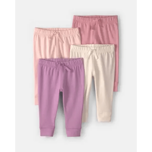 Baby Girl 4-Pack Pull-On Cotton Pants - Pink/Purple | Carter's