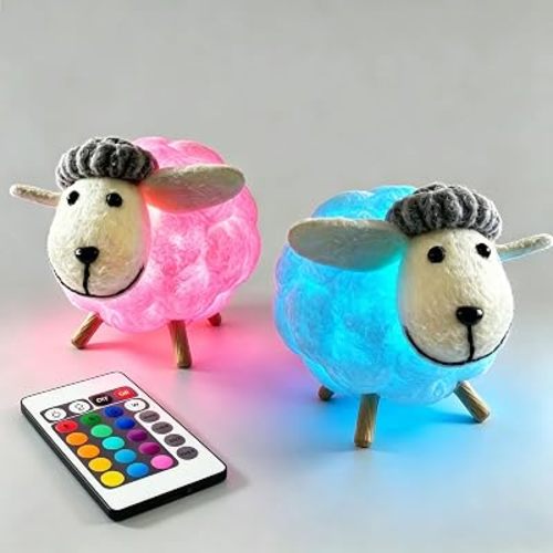 Small 3D Cute Lamb NightLight,RGB 8 Colors Changing LED Night Lamp with Remote & Touch Control,Dimmable Eye-Friendly,Rechargeable Wireless Nursery Nightlight for Kids Bedroom Decor Birthday Christmas