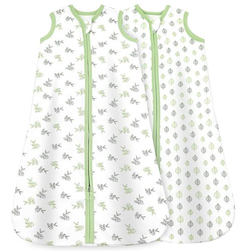 Baby Sleep Sack 6-12 Months - Baby Wearable Blanket - Breathable Cotton Sleep Sacks - 2 Pack Sleeping Bag Sack for Boy Girl, Medium Size, 2-Way Zipper, 0.5 Tog