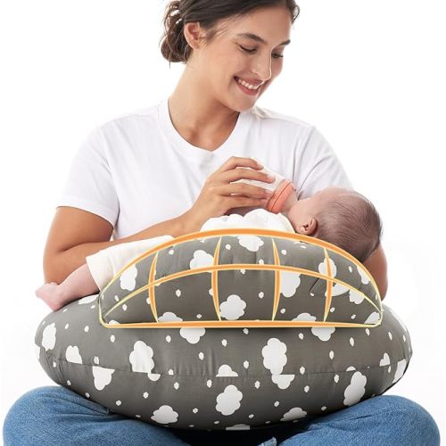 Momcozy Original Nursing Pillow for Breastfeeding, Plus Size Breastfeeding Pillows for More Support, with Adjustable Waist Strap and Removable Cotton Cover, Spring Leaves