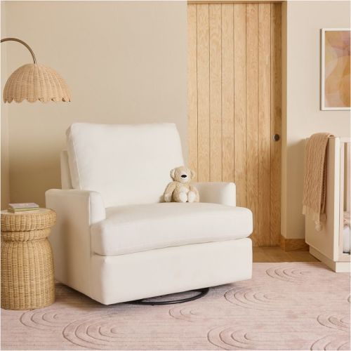 Kids Haven Wide Swivel Glider, Performance Yarn Dyed Linen Weave Glacier,