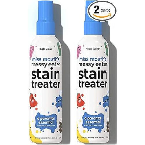 Miss Mouth's Messy Eater Stain Treater Spray - 4oz 2 Pack Stain Remover - Newborn & Baby Essentials - No Dry Cleaning Food, Grease, Coffee Off Laundry, Underwear, Fabric