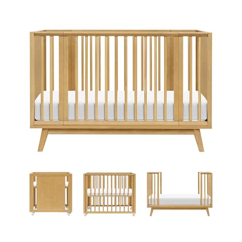 Babyletto Palma 8-in-1 Convertible All-Stages® Bassinet to Full-Size Crib Honey, Greenguard Gold & FSC Certified, Portable & Adjustable with Select Conversion kit and Pads Included