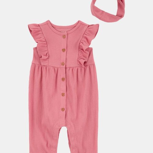 Baby Girl 2-Piece Jumpsuit & Headwrap Set | Carter’s Oshkosh Canada