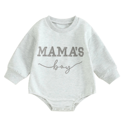 MAMA'S BOY Light Gray Romper - Hazel & Bo