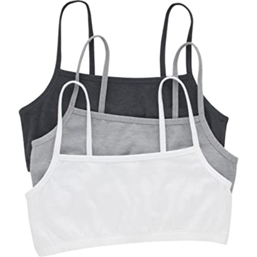 Hanes Women's String Bralette Pack, 3-Pack, Cotton Sports Bralette Bras for Women, Solid or Assorted Wireless Bras
