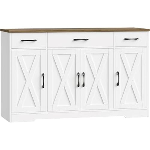 HOSTACK Kitchen Buffet Sideboard Storage Cabinet, Coffee Bar Cabinet, White