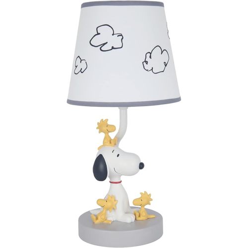 Lambs & Ivy Classic Snoopy & Friends White/Gray Nursery Lamp with Shade & Bulb