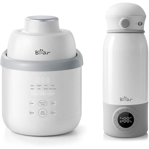 Bear NutriEase AllStage Stainless Steel Bowl Baby Food Maker and Portable Bottle Warmer for Travel