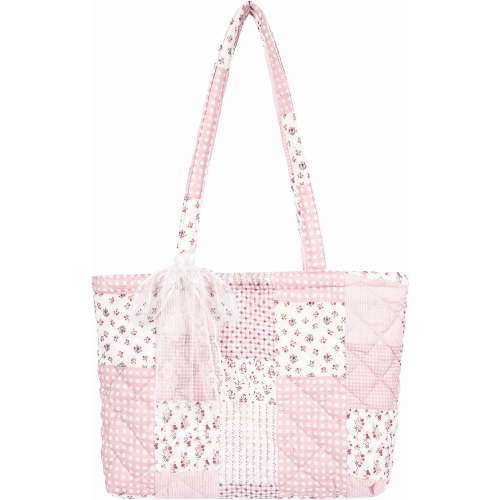 Quilted Small Tote Bag for Women, Lightweight Floral Bag,Soft College Travel Work Bag Everyday Purse