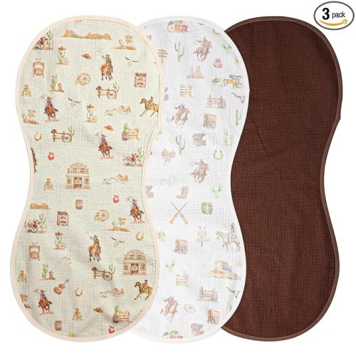 3 Pcs Changing Pad Liners Fits in Peanut Shape Changing Pad Waterproof Diaper Mats Organic Cotton Peanut Mats are Warm on Baby's Back, Washable Reusable (Cowboy,Mixed Color)