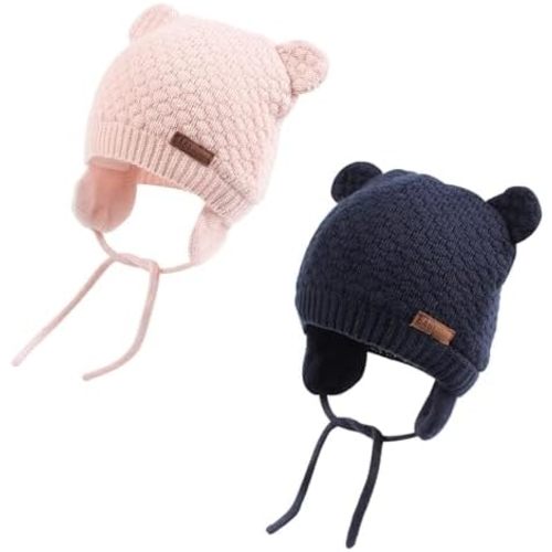 XIAOHAWANG Baby Hat Cute Bear Toddler Earflap Beanie Warm for Fall Winter