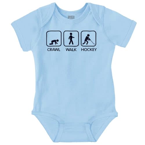 Brisco Brands Crawl Walk Hockey Street Sign Humor Baby Romper Boys or Girls
