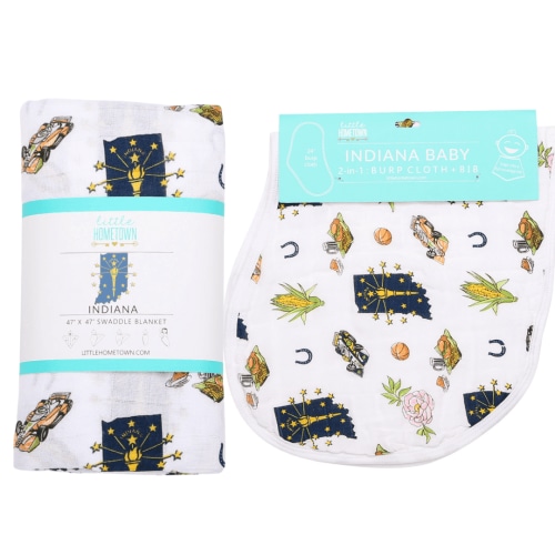 Gift Set: Baby Muslin Swaddle Blanket & Burp Cloth – Little Hometown