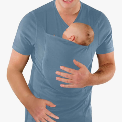 Mens Dad Shirts Baby Carrier Shirt Short Sleeve Skin to Skin New Dad Gifts T-Shirt with Pocket