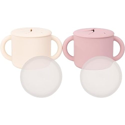 WeeSprout Snack Containers, Food Grade Silicone Snack Cups, Spill-Proof Tops For Toddlers and Babies, Premium Hard Plastic Travel Lids, Dishwasher Safe Toddler and Baby Cups,