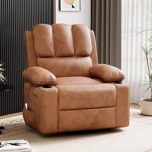 GarveeHome Swivel Rocker Recliner Chair with Heat and Massage