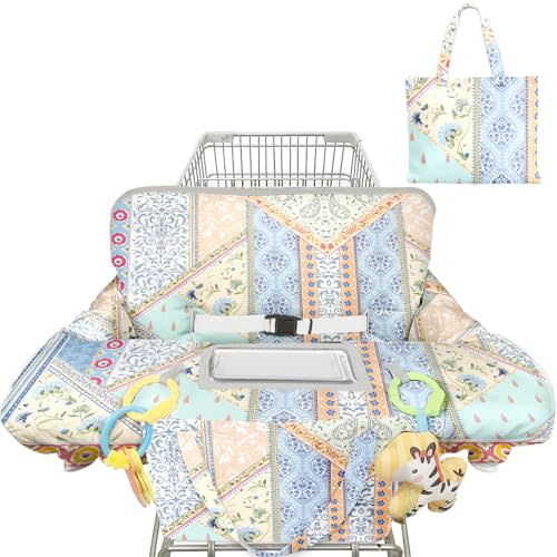 Shopping Cart Cover for Baby 2-in-1 High Chair Cover with Safety Harness | Multifunctional Dark Flowers Pattern Cart Covers for Babies Soft Padded Grocery Cart Cover for Baby Boy Girl