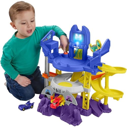 Fisher-Price DC Batwheels Toy Car Race Track Playset, Launch & Race Batcave with Lights & Sounds, Bam the Batmobile & Redbird Vehicles, Ages 3+ Years