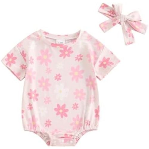 FYBITBO Newborn Infant Baby Girls Clothes Summer Short Sleeve Rompers Bubble Bodysuit Cute Outfit One Piece Clothing