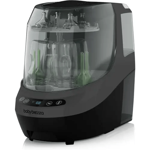 Baby Brezza Bottle Washer Pro - Baby Bottle Washer, Sterilizer + Dryer - All in One Machine Cleans Bottles, Pump Parts, & Sippy Cups - Replaces Hand Washing, Bottle Brushes and Drying Racks, Charcoal