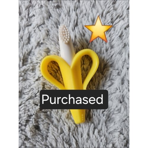 Baby Banana Teether & Infant Training Toothbrush - Yellow