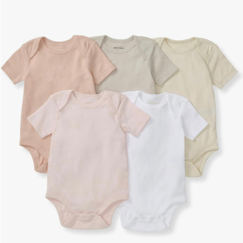 Burt's Bees Baby Unisex Bodysuits, Short Sleeve Organic Sleepwear, 5-Pack
