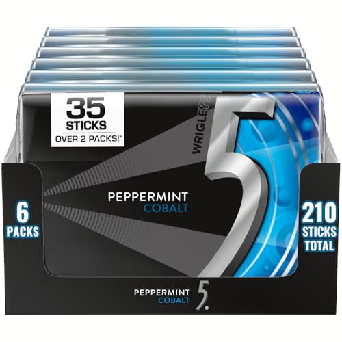 5 GUM Peppermint Cobalt Sugar Free Chewing Gum Refreshing Cooling Minty Flavor Five Gum, 35 Stick (6 Pack)