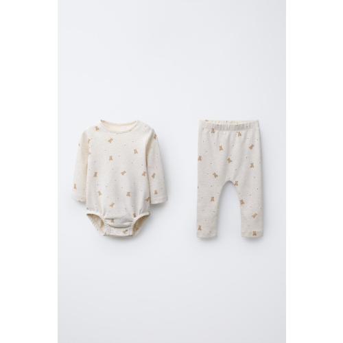 BEAR BODYSUIT AND LEGGINGS SET - Ecru / Marl | ZARA United States