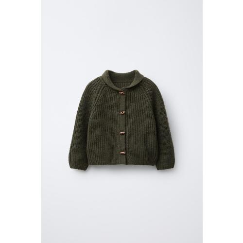 CHUNKY KNIT CARDIGAN - Khaki | ZARA United States