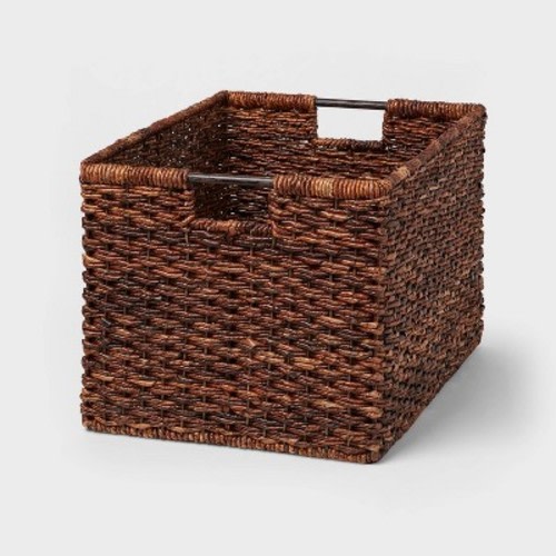 XL Woven Abaca Basket - Brightroom™: Handwoven Storage, Lacquered Finish, Rectangle Floor Crate, 22"x15"x13"