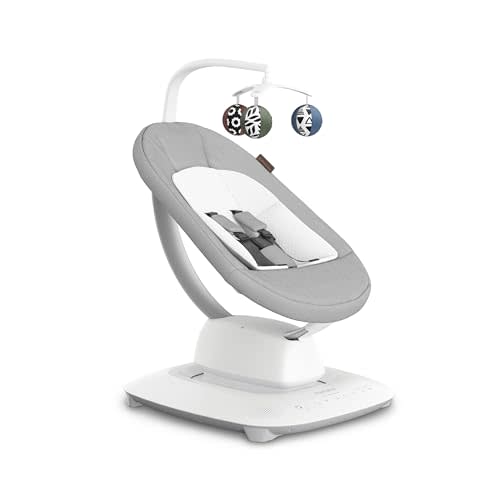 UPPAbaby Mamaroo Smart Swing – Customizable Soothing Modes with MotionSync Technology – Infant Recline + Bluetooth Enabled – Included Newborn Insert – Stella (Grey Mélange)