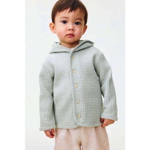 WAFFLED COTTON CARDIGAN