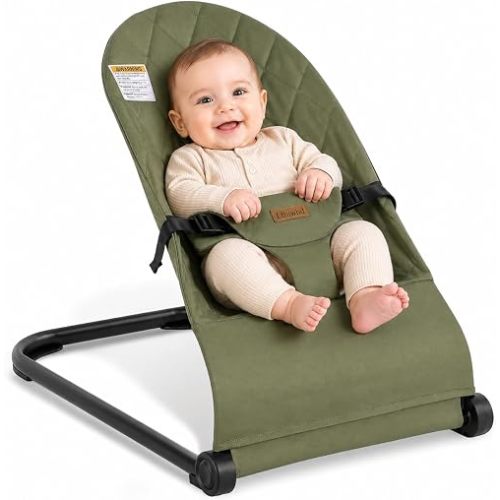 Lfhiwhd Baby Bouncer Seat, Infant Bouncy Chair, 3-Point Harness, 0-6 Months