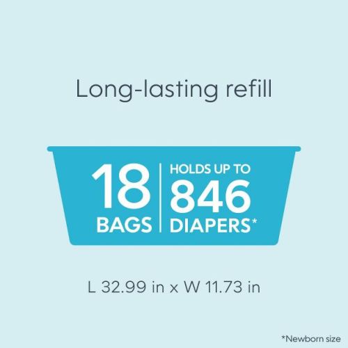 Diaper Genie Easy Roll Refill - 18ct: Neutralizes Unpleasant Odors, Diaper Pail Refill Bags, Maximum Capacity 846